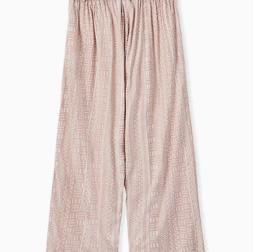 Torrid TAUPE GEO LINE CHALLIS WIDE LEG PANT